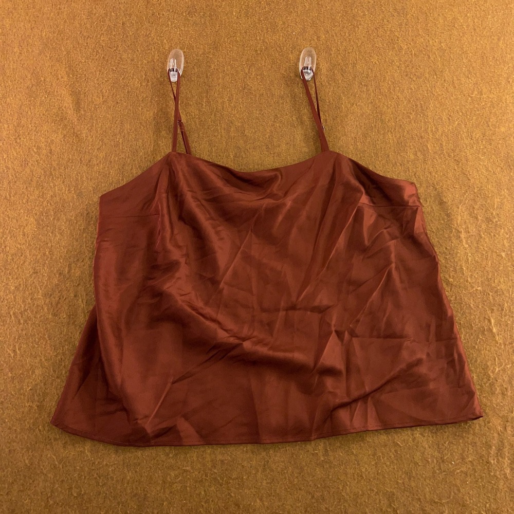 Abercrombie & Fitch Womens XL Rust Satin Cowl Neck Cami Top New